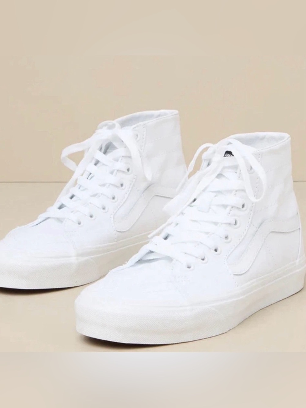 Vans Sk8-Hi Tapered True White Canvas Women’s Lace-Up Sneakers!!(6)